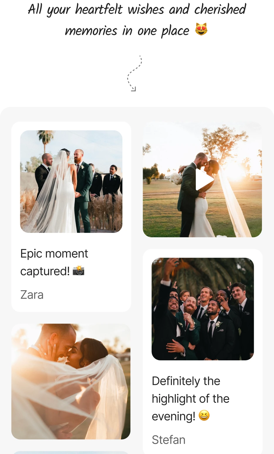 Digital wedding guest book with photos, videos and wishes