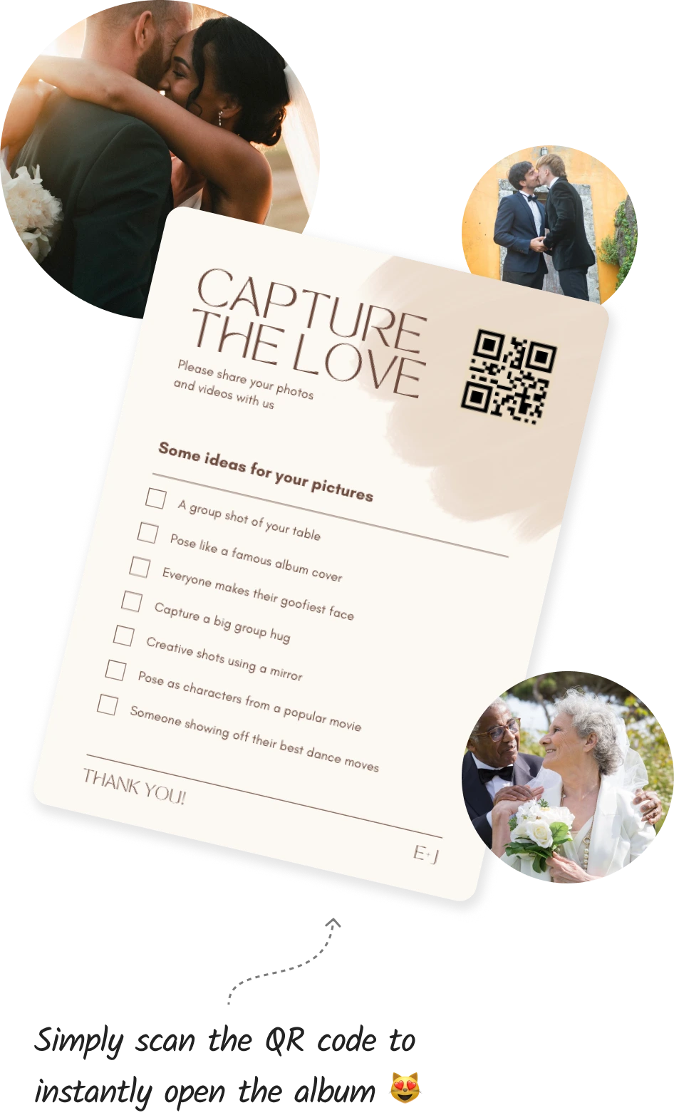 Wedding QR code for photos: every guest's pictures in one album