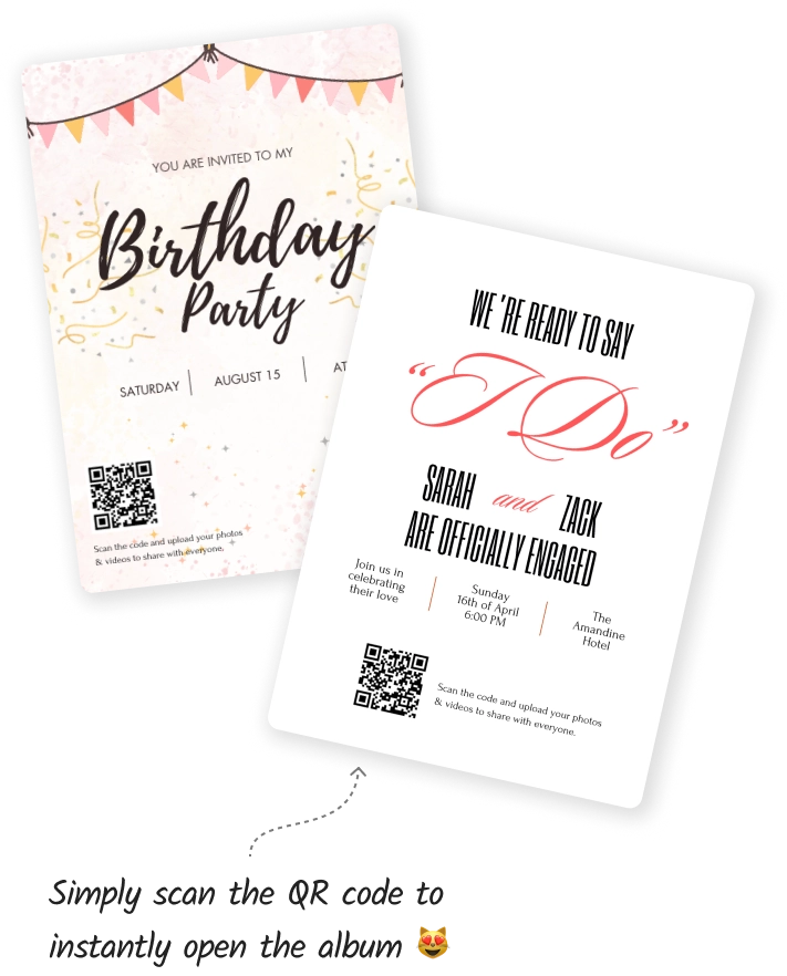 Event photo sharing with a QR code — no app for guests