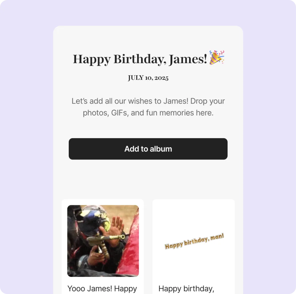 Create your greeting wall album